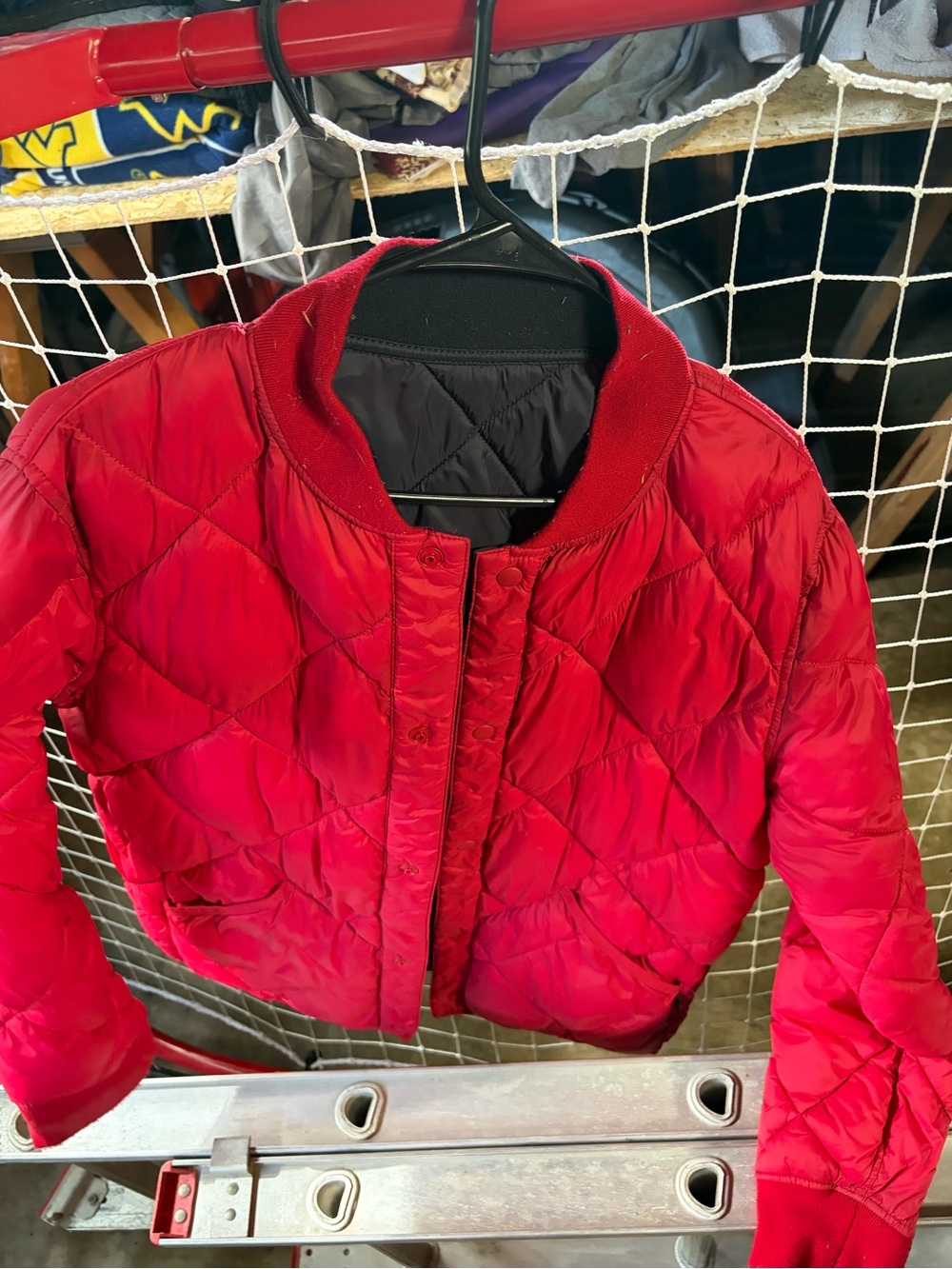 Women's Quilted Red Bomber Jacket